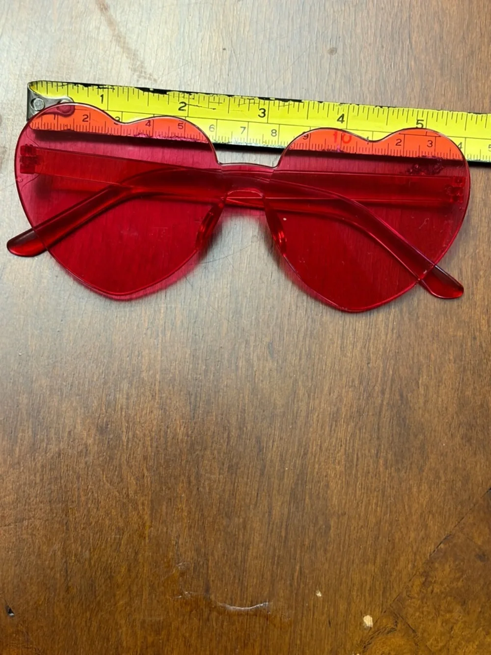 Transparent Red Heart-Shaped Novelty Sunglasses